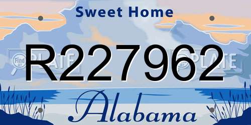 R227962 Alabama License Plate