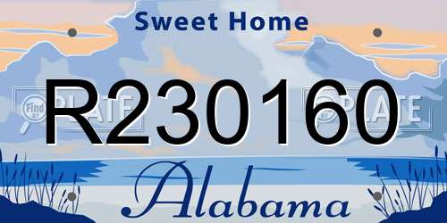 R230160 Alabama License Plate
