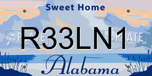 R33LN1 Alabama License Plate