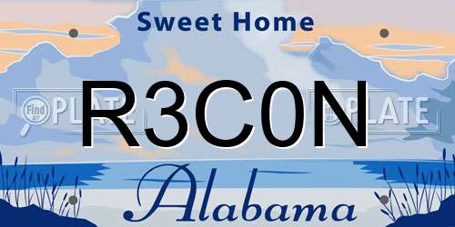 R3C0N Alabama License Plate