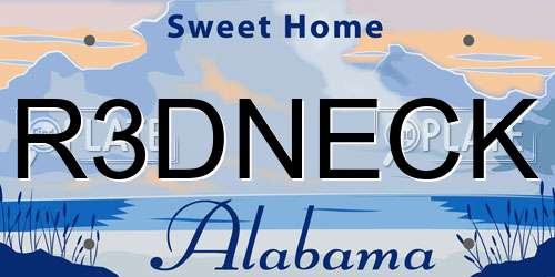 R3DNECK Alabama License Plate