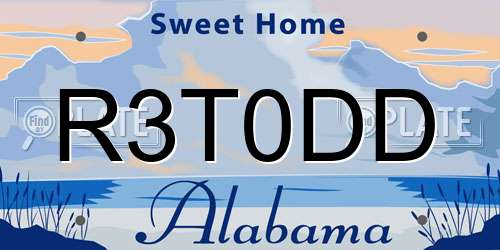 R3T0DD Alabama License Plate