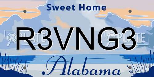 R3VNG3 Alabama License Plate