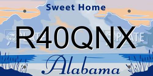 R40QNX Alabama License Plate