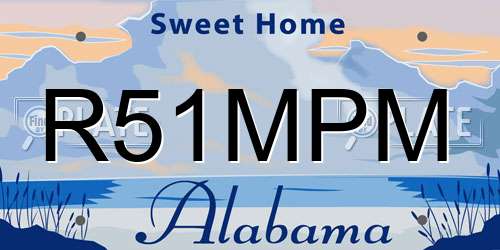 R51MPM Alabama License Plate