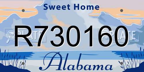R730160 Alabama License Plate