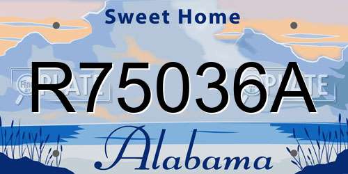 R75036A Alabama License Plate