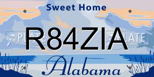 R84ZIA Alabama License Plate