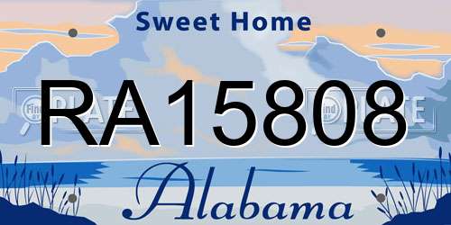 RA15808 Alabama License Plate