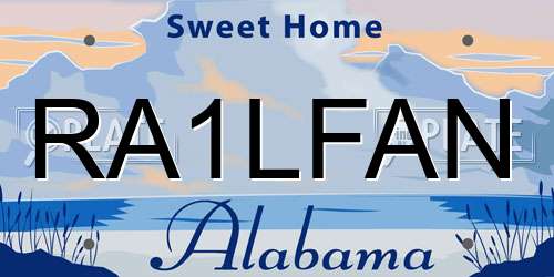 RA1LFAN Alabama License Plate