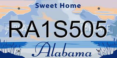 RA1S505 Alabama License Plate
