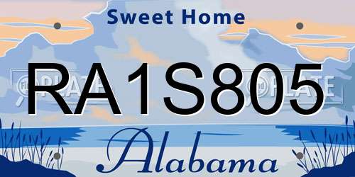 RA1S805 Alabama License Plate