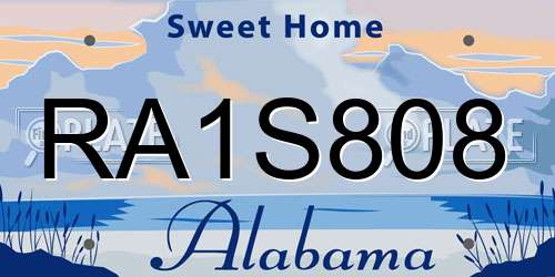 RA1S808 Alabama License Plate