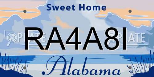 RA4A8I Alabama License Plate