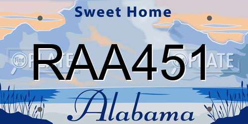 RAA451 Alabama License Plate