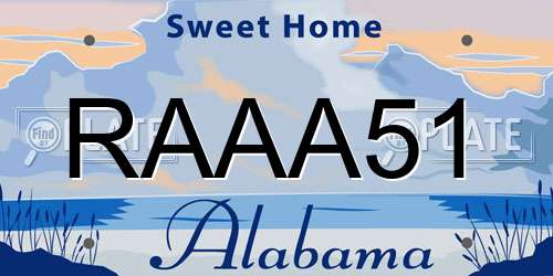 RAAA51 Alabama License Plate