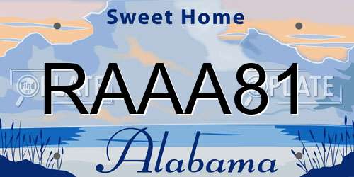RAAA81 Alabama License Plate