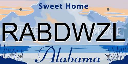 RABDWZL Alabama License Plate
