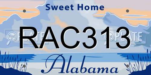 RAC313 Alabama License Plate
