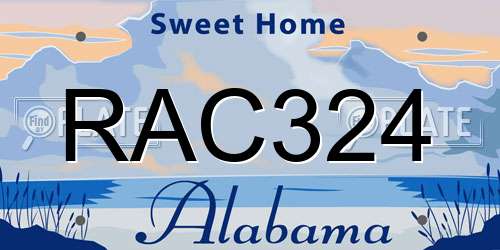 RAC324 Alabama License Plate