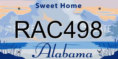 RAC498 Alabama License Plate