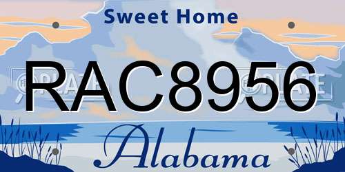 RAC8956 Alabama License Plate