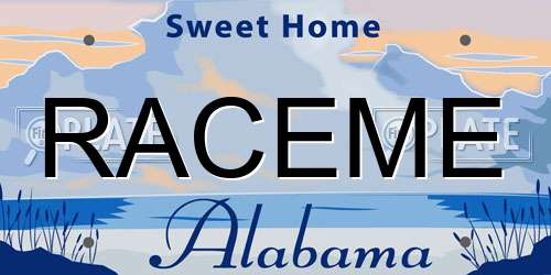 RACEME Alabama License Plate