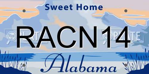 RACN14 Alabama License Plate