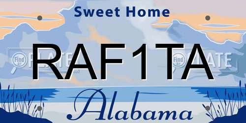 RAF1TA Alabama License Plate
