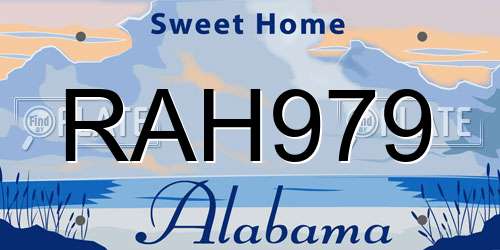 RAH979 Alabama License Plate