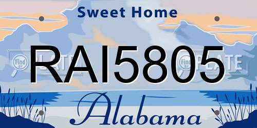 RAI5805 Alabama License Plate