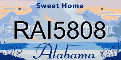 RAI5808 Alabama License Plate