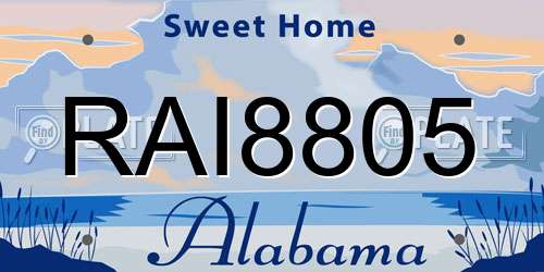 RAI8805 Alabama License Plate