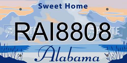 RAI8808 Alabama License Plate