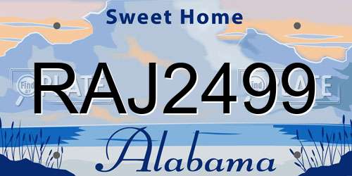 RAJ2499 Alabama License Plate