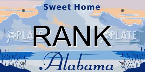 RANK Alabama License Plate