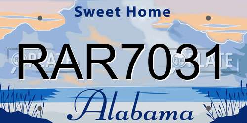 RAR7031 Alabama License Plate