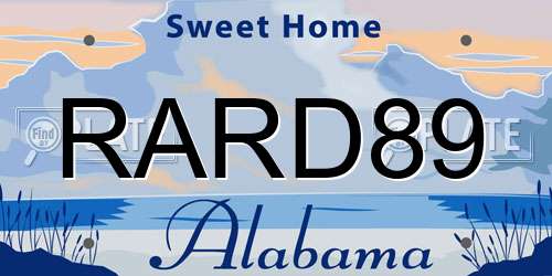 RARD89 Alabama License Plate