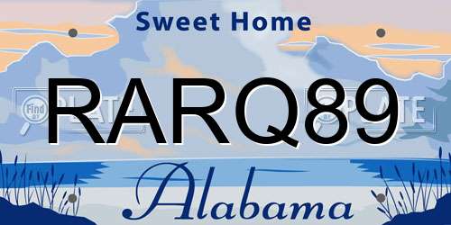 RARQ89 Alabama License Plate