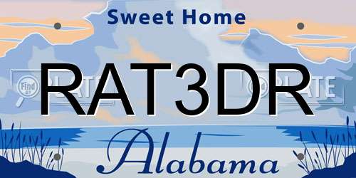 RAT3DR Alabama License Plate
