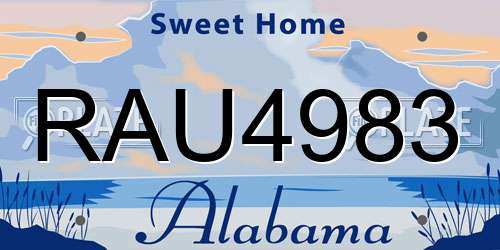 RAU4983 Alabama License Plate