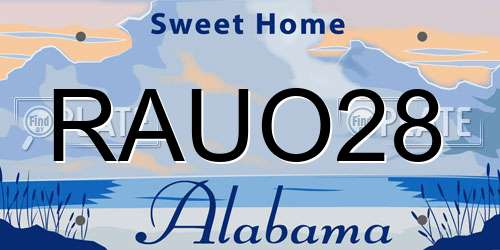 RAUO28 Alabama License Plate