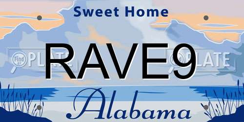 RAVE9 Alabama License Plate