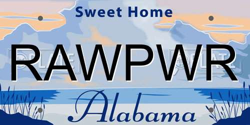 RAWPWR Alabama License Plate