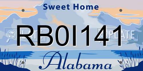 RB0I141 Alabama License Plate