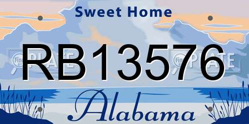 RB13576 Alabama License Plate