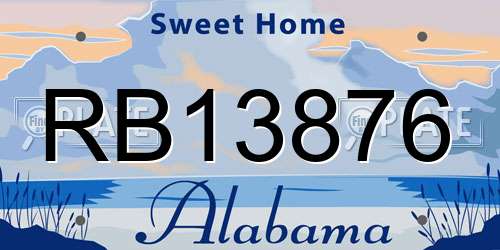 RB13876 Alabama License Plate