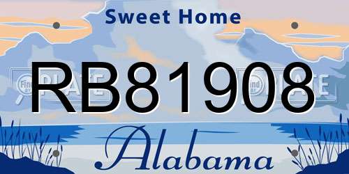 RB81908 Alabama License Plate