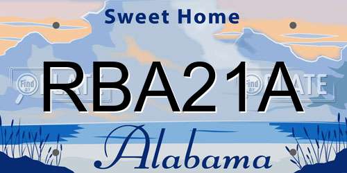 RBA21A Alabama License Plate