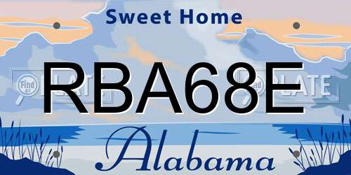 RBA68E Alabama License Plate